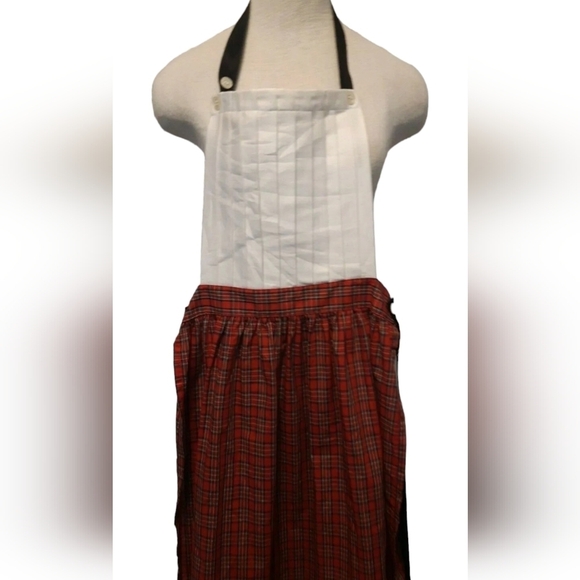 VTG JG HOOK RITZ pleated front bib apron plaid skirt cottagecore coastal S - Picture 3 of 12